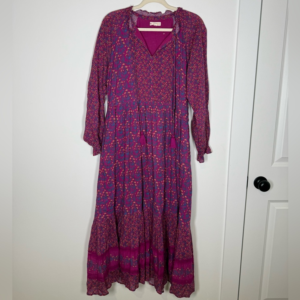 Roller Rabbit Augusta Floral Print Maxi Dress Garnet Med